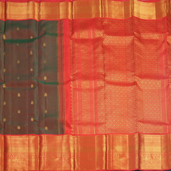 Hayagrivas Handloom Manthalir Kanjivaram Silk Saree with Red Border KBF616G1-6