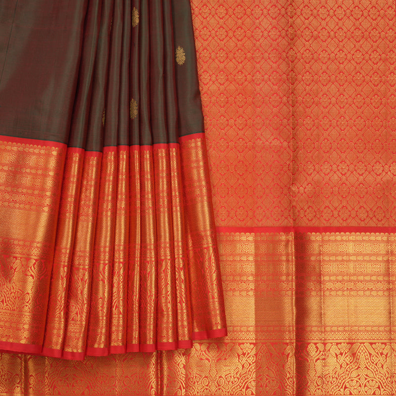 Hayagrivas Handloom Manthalir Kanjivaram Silk Saree with Red Border KBF616G1-6