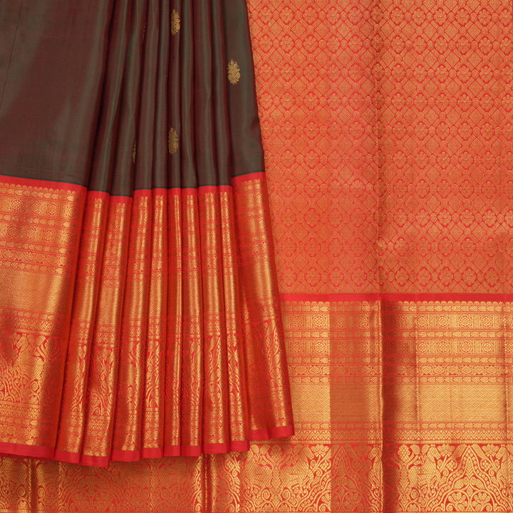 Hayagrivas Handloom Manthalir Kanjivaram Silk Saree with Red Border KBF616G1-6