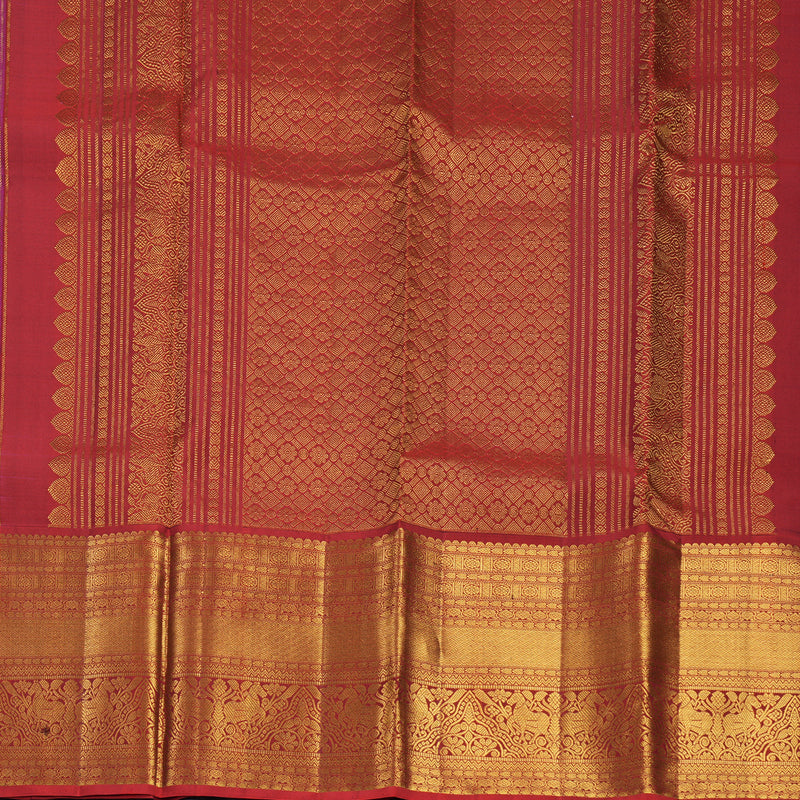 Hayagrivas Handloom Magenta Kanjivaram Silk Saree with Brick Red Border KBF616G1-7