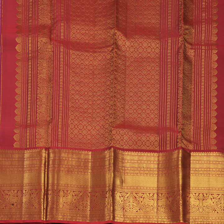 Hayagrivas Handloom Magenta Kanjivaram Silk Saree with Brick Red Border KBF616G1-7