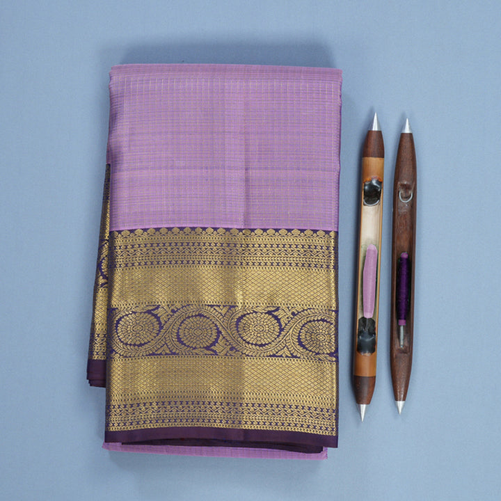 Hayagrivas Handloom Lilac Kanjivaram Silk Saree with Violet Border KBF616G3-1