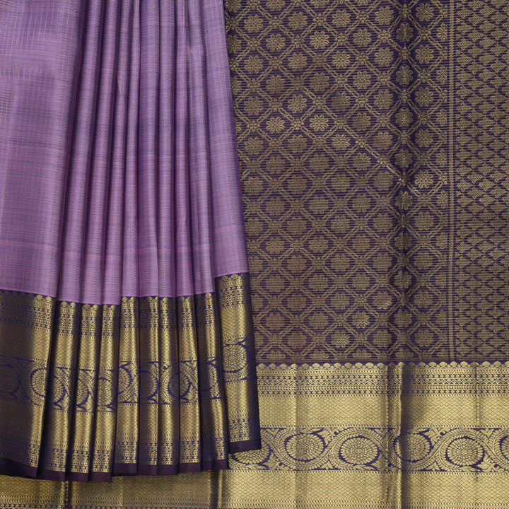 Hayagrivas Handloom Lilac Kanjivaram Silk Saree with Violet Border KBF616G3-1
