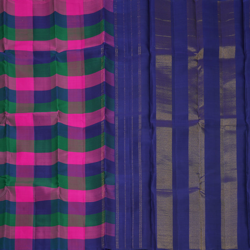 Hayagrivas Handloom Multicolour Checks Kanjivaram Silk Saree KBF617G1-2