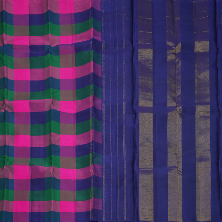 Hayagrivas Handloom Multicolour Checks Kanjivaram Silk Saree KBF617G1-2