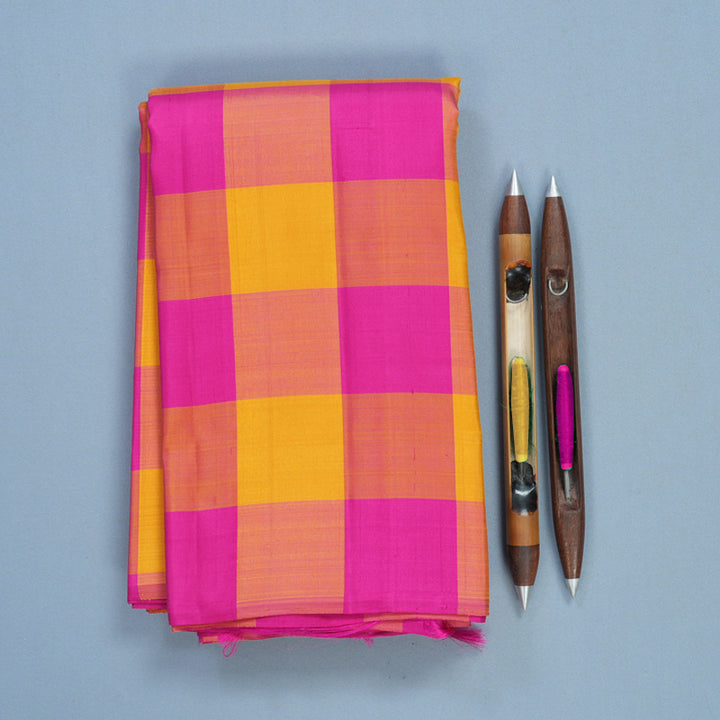 Hayagrivas Handloom Multicolour Checks Kanjivaram Silk Saree KBF617G1-5