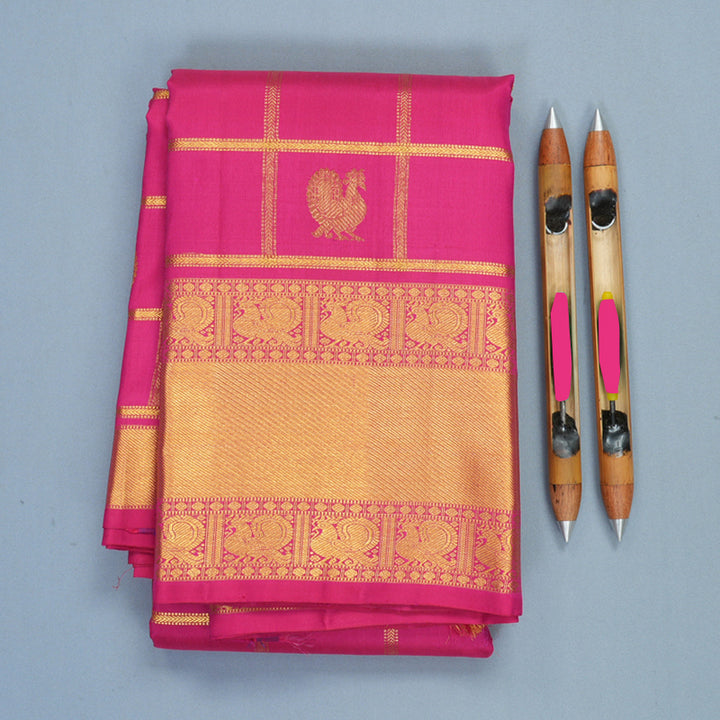 Hayagrivas Handloom Rani Pink Kanjivaram Silk Saree KBF618G2-4