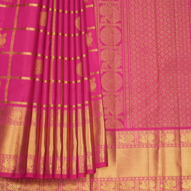 Hayagrivas Handloom Rani Pink Kanjivaram Silk Saree KBF618G2-4