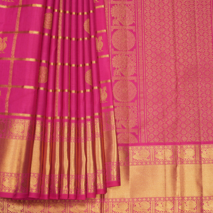 Hayagrivas Handloom Rani Pink Kanjivaram Silk Saree KBF618G2-4