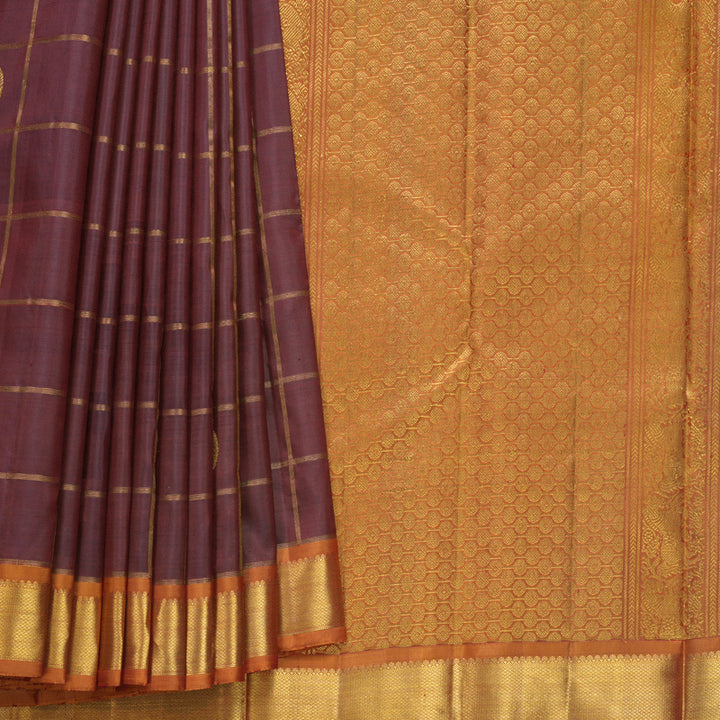 Hayagrivas Handloom Burgundy Kanjivaram Silk Saree with Rustic Border KBF618G2-6