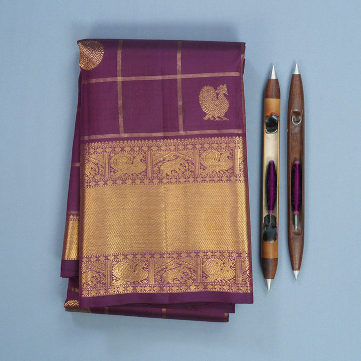 Hayagrivas Handloom Purple Kanjivaram Silk Saree KBF618G2-8