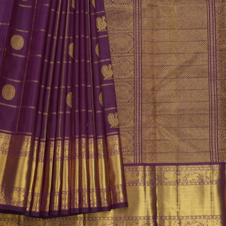 Hayagrivas Handloom Purple Kanjivaram Silk Saree KBF618G2-8