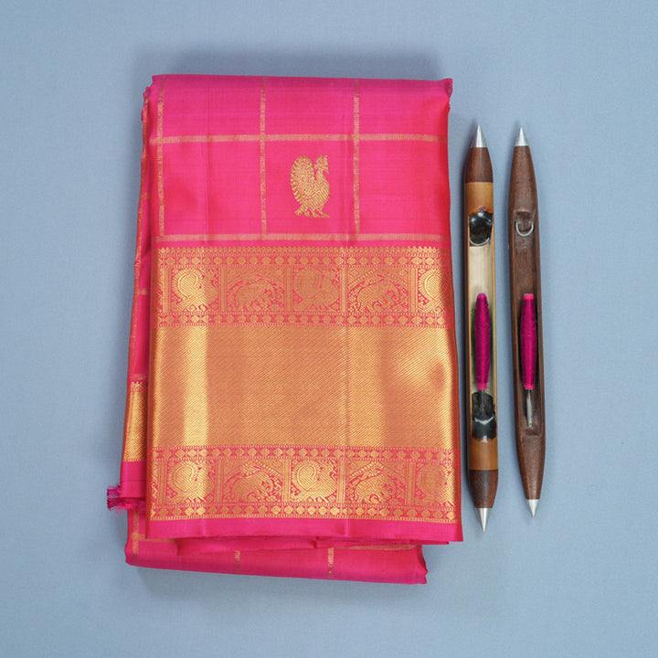 Hayagrivas Handloom Pink Kanjivaram Silk Saree KBF618G2-9