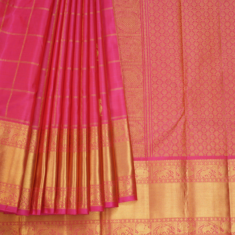 Hayagrivas Handloom Pink Kanjivaram Silk Saree KBF618G2-9