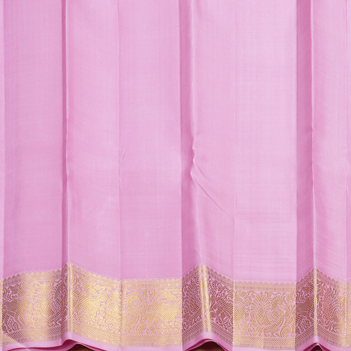 Hayagrivas Handloom Dark Purple Kanjivaram Silk Saree with Lotus Pink Border KBF618G3-1