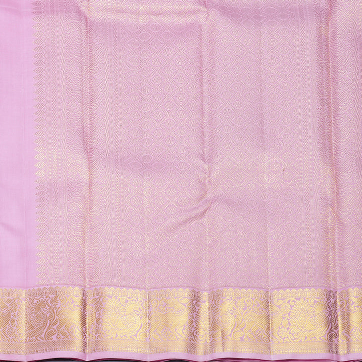 Hayagrivas Handloom Dark Purple Kanjivaram Silk Saree with Lotus Pink Border KBF618G3-1