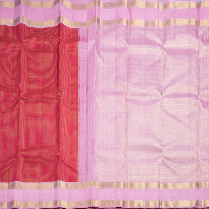 Hayagrivas Handloom Red Kanjivaram Silk Saree with Rose Pink Border KBF618G3-2