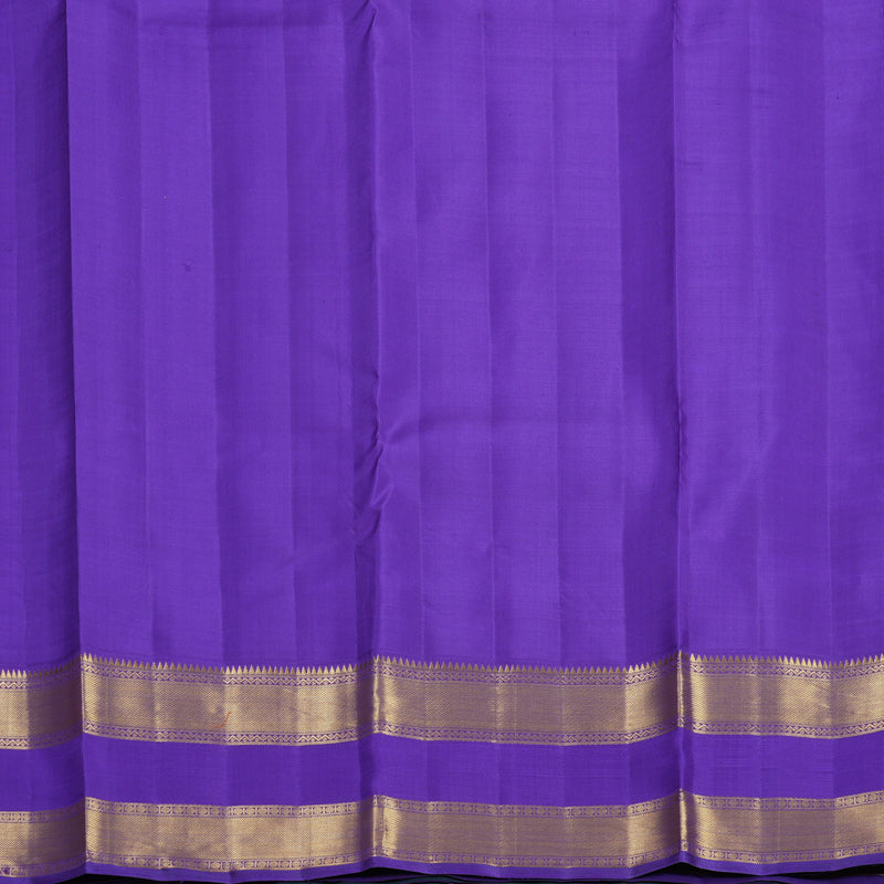 Hayagrivas Handloom Orangish-Pink Kanjivaram Silk Saree with Purple Border KBF619G1-1