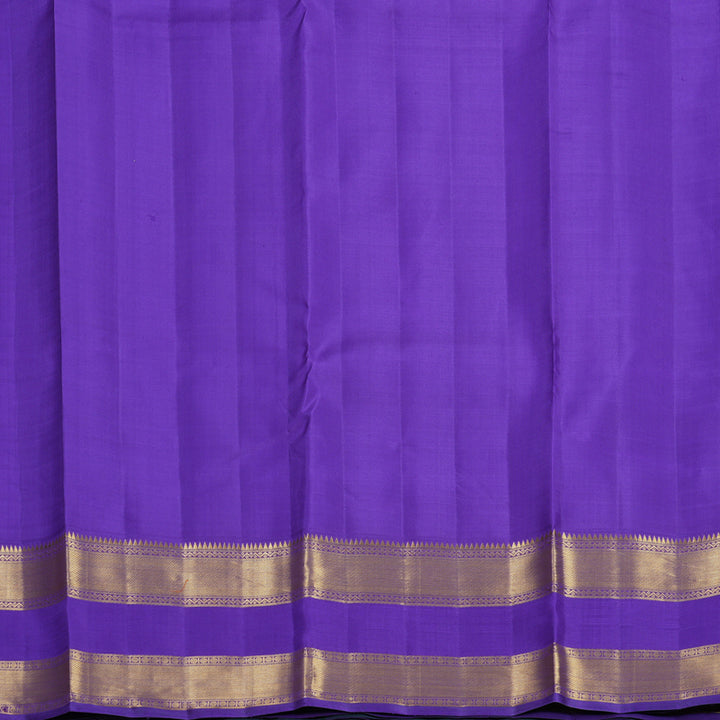 Hayagrivas Handloom Orangish-Pink Kanjivaram Silk Saree with Purple Border KBF619G1-1