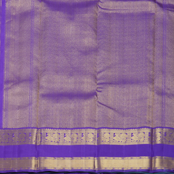 Hayagrivas Handloom Orangish-Pink Kanjivaram Silk Saree with Purple Border KBF619G1-1