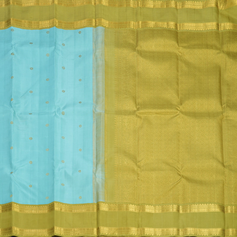 Hayagrivas Handloom Powder Blue Kanjivaram Silk Saree with Soft Olive Border KBF619G1-2