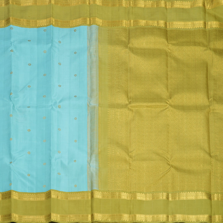 Hayagrivas Handloom Powder Blue Kanjivaram Silk Saree with Soft Olive Border KBF619G1-2