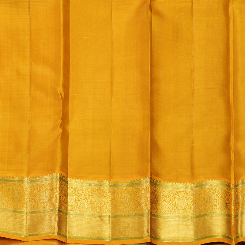 Hayagrivas Handloom Dark Blue Kanjivaram Silk Saree with Mustard Yellow Border KBF619G1-3