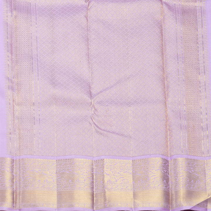 Hayagrivas Handloom Bright Teal Kanjivaram Silk Saree with Lilac Border KBF619G1-4