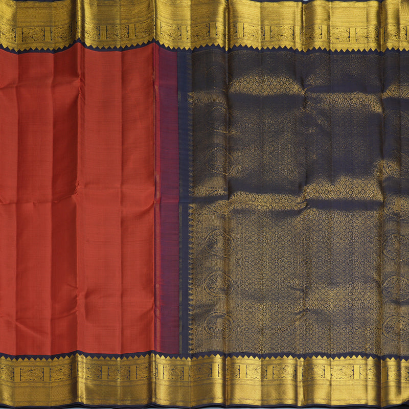 Hayagrivas Handloom Red Kanjivaram Silk Saree with Navy Blue Border KBF619G2-2