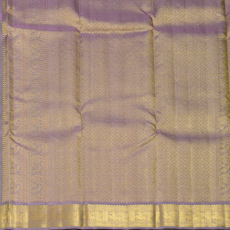 Hayagrivas Handloom Cream Kanjivaram Silk Saree with Dual Toned Lavender Border KBF619G3-1