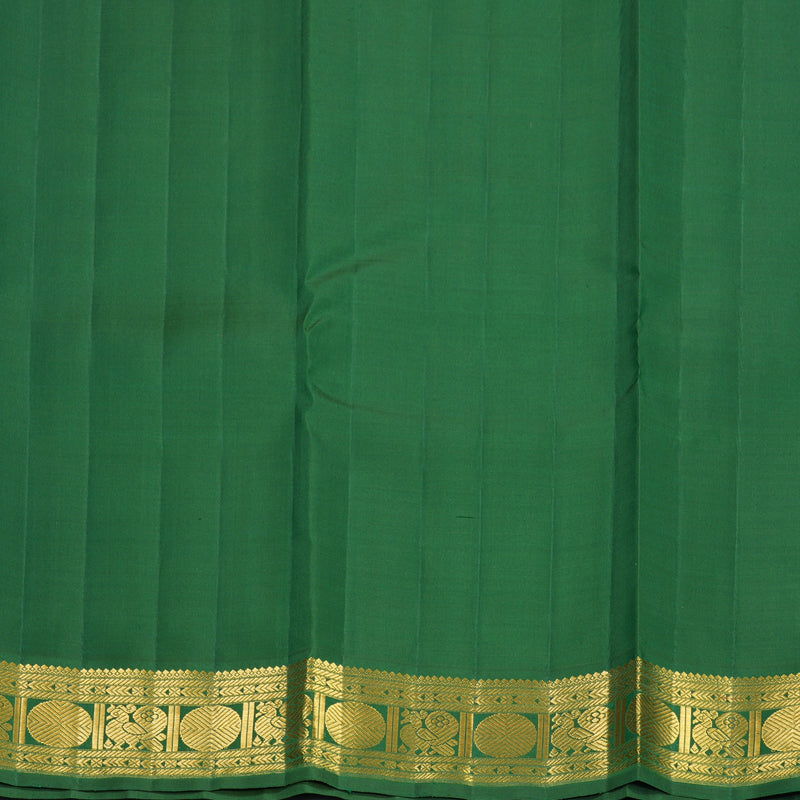 Hayagrivas Handloom Half-White Kanjivaram Silk Saree with Bottle Green Border KBF619G4-1