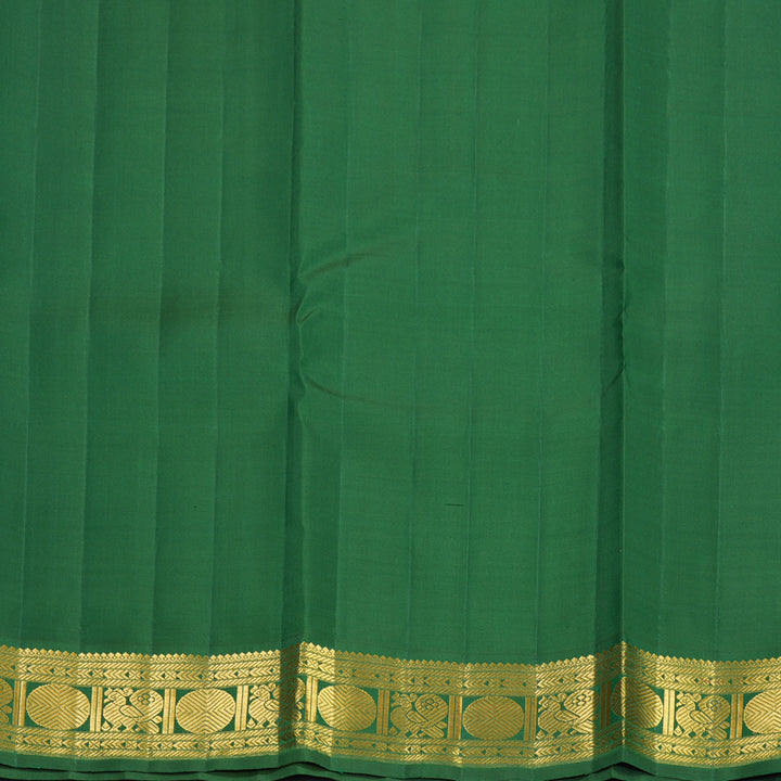 Hayagrivas Handloom Half-White Kanjivaram Silk Saree with Bottle Green Border KBF619G4-1