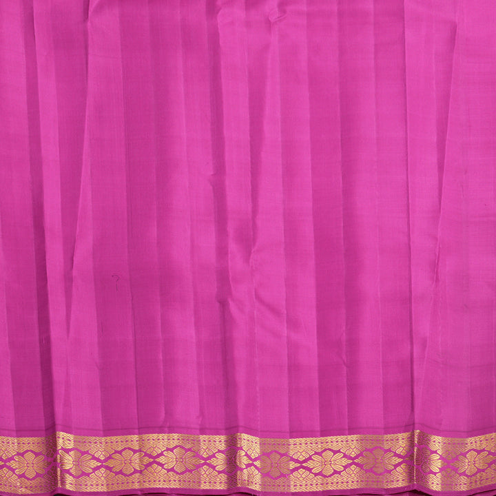 Hayagrivas Handloom Orange Kanjivaram Silk Saree with Rani Pink Border KBF619G4-3