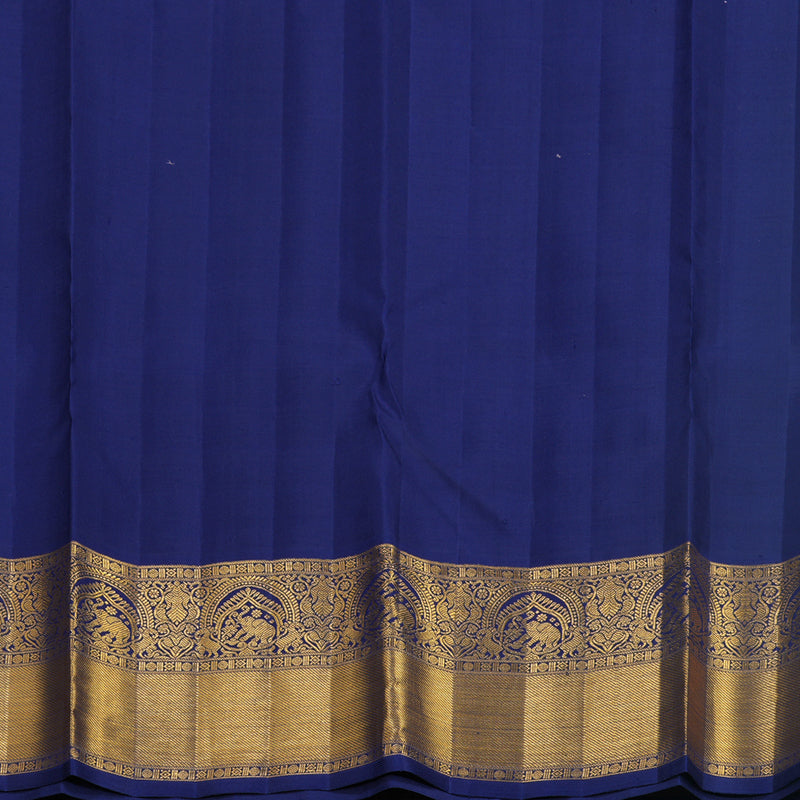 Hayagrivas Handloom Bright Teal Kanjivaram Silk Saree with Dark Blue Border KBF619G7-1