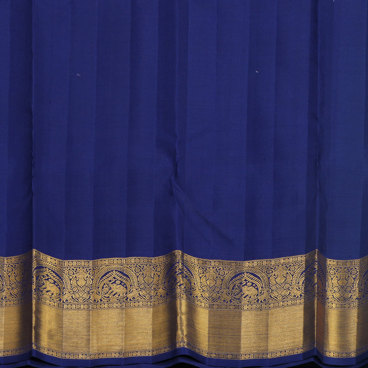 Hayagrivas Handloom Bright Teal Kanjivaram Silk Saree with Dark Blue Border KBF619G7-1