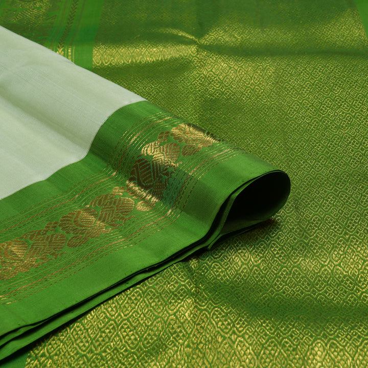 Hayagrivas Handloom Pista Green Kanjivaram Silk Saree with Parrot Green Border KBF61D2-1
