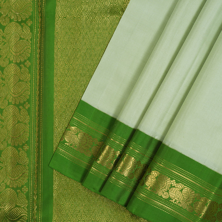 Hayagrivas Handloom Pista Green Kanjivaram Silk Saree with Parrot Green Border KBF61D2-1