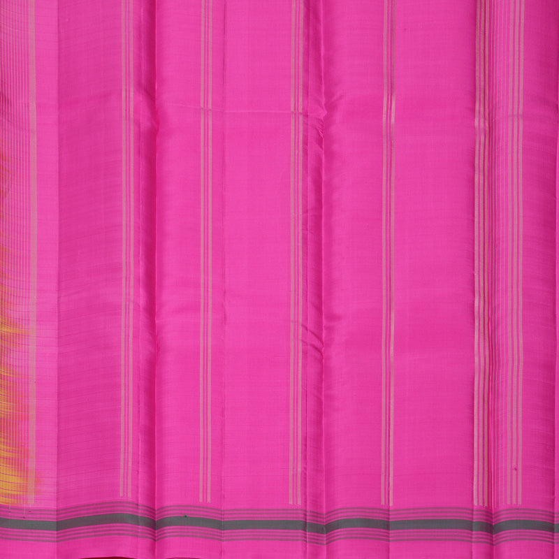Hayagrivas Handloom Mild Yellow Kanjivaram Silk Saree with Pink Border KBF620G1-3