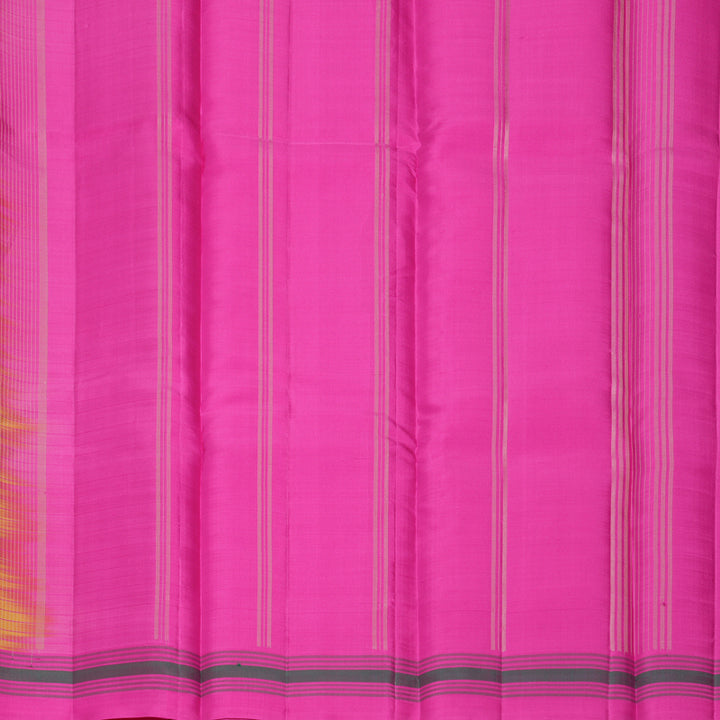 Hayagrivas Handloom Mild Yellow Kanjivaram Silk Saree with Pink Border KBF620G1-3