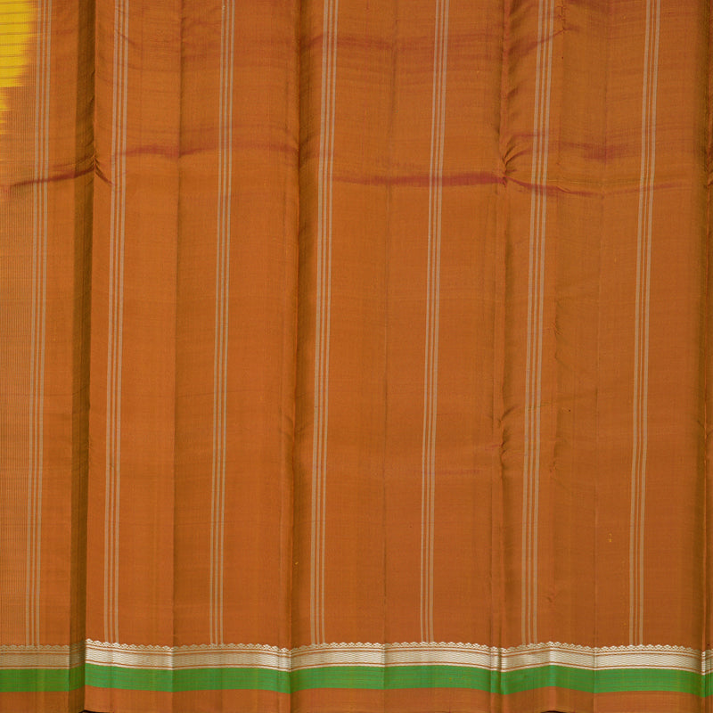Hayagrivas Handloom Yellow Kanjivaram Silk Saree with Rust Orange Border KBF620G2-4