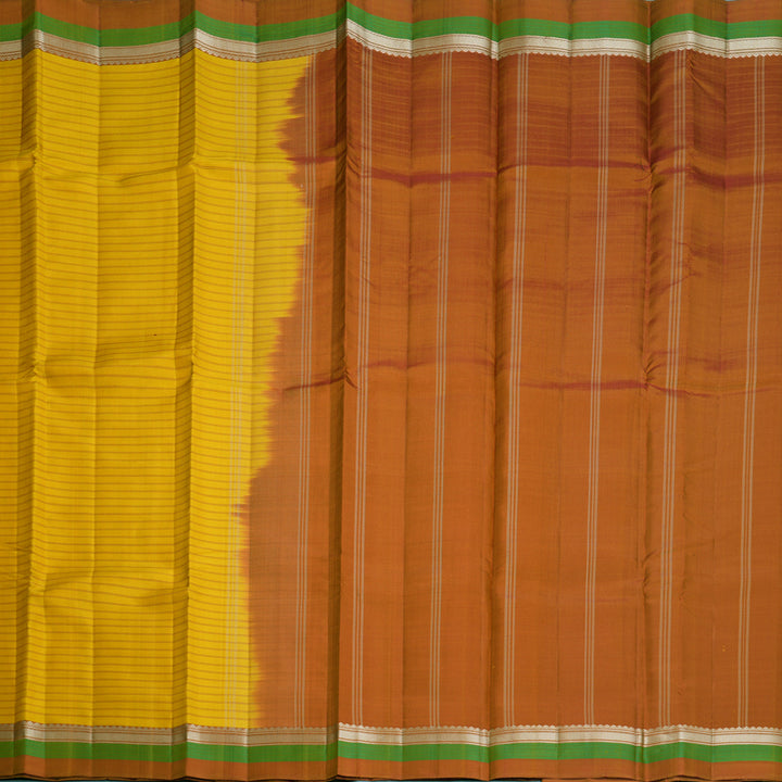 Hayagrivas Handloom Yellow Kanjivaram Silk Saree with Rust Orange Border KBF620G2-4