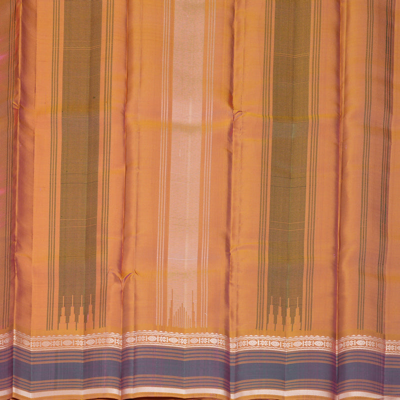 Hayagrivas Handloom Pink Kanjivaram Silk Saree with Golden Orange Border KBF620G2-5