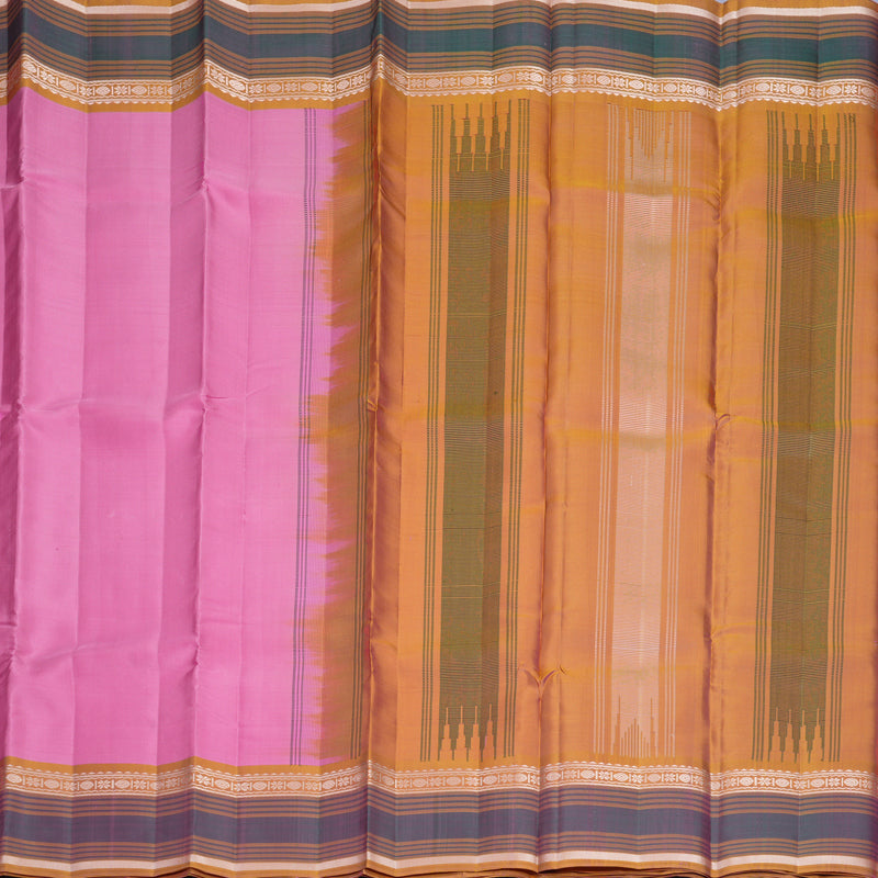 Hayagrivas Handloom Pink Kanjivaram Silk Saree with Golden Orange Border KBF620G2-5