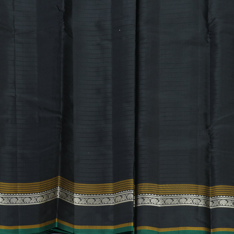 Hayagrivas Handloom Elephant Grey Kanjivaram Silk Saree with Black Border KBF620G2-6