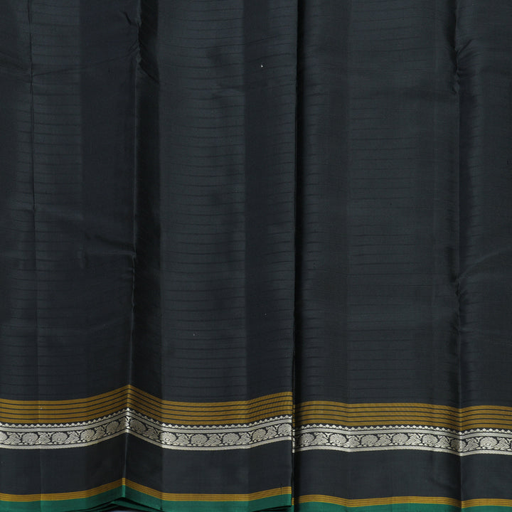 Hayagrivas Handloom Elephant Grey Kanjivaram Silk Saree with Black Border KBF620G2-6