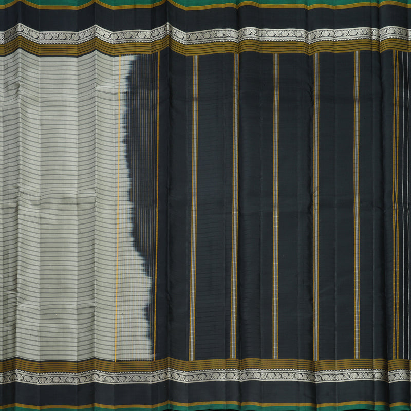 Hayagrivas Handloom Elephant Grey Kanjivaram Silk Saree with Black Border KBF620G2-6