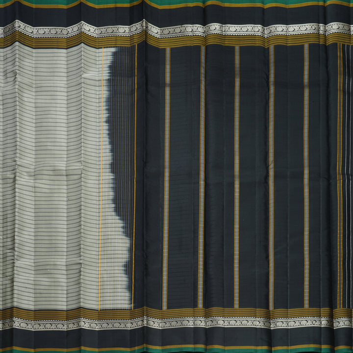 Hayagrivas Handloom Elephant Grey Kanjivaram Silk Saree with Black Border KBF620G2-6