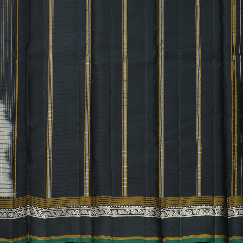 Hayagrivas Handloom Elephant Grey Kanjivaram Silk Saree with Black Border KBF620G2-6