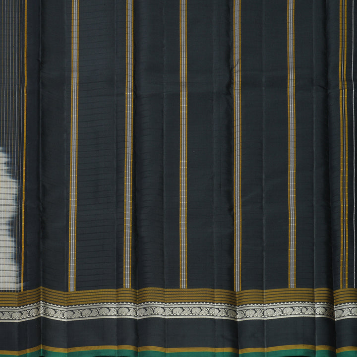 Hayagrivas Handloom Elephant Grey Kanjivaram Silk Saree with Black Border KBF620G2-6