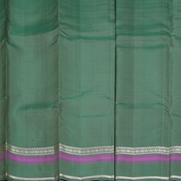 Hayagrivas Handloom Greige Kanjivaram Silk Saree with Green Border KBF620G2-7